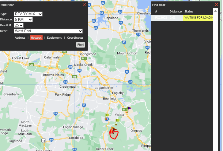 TrackIt FindNear Panel Results